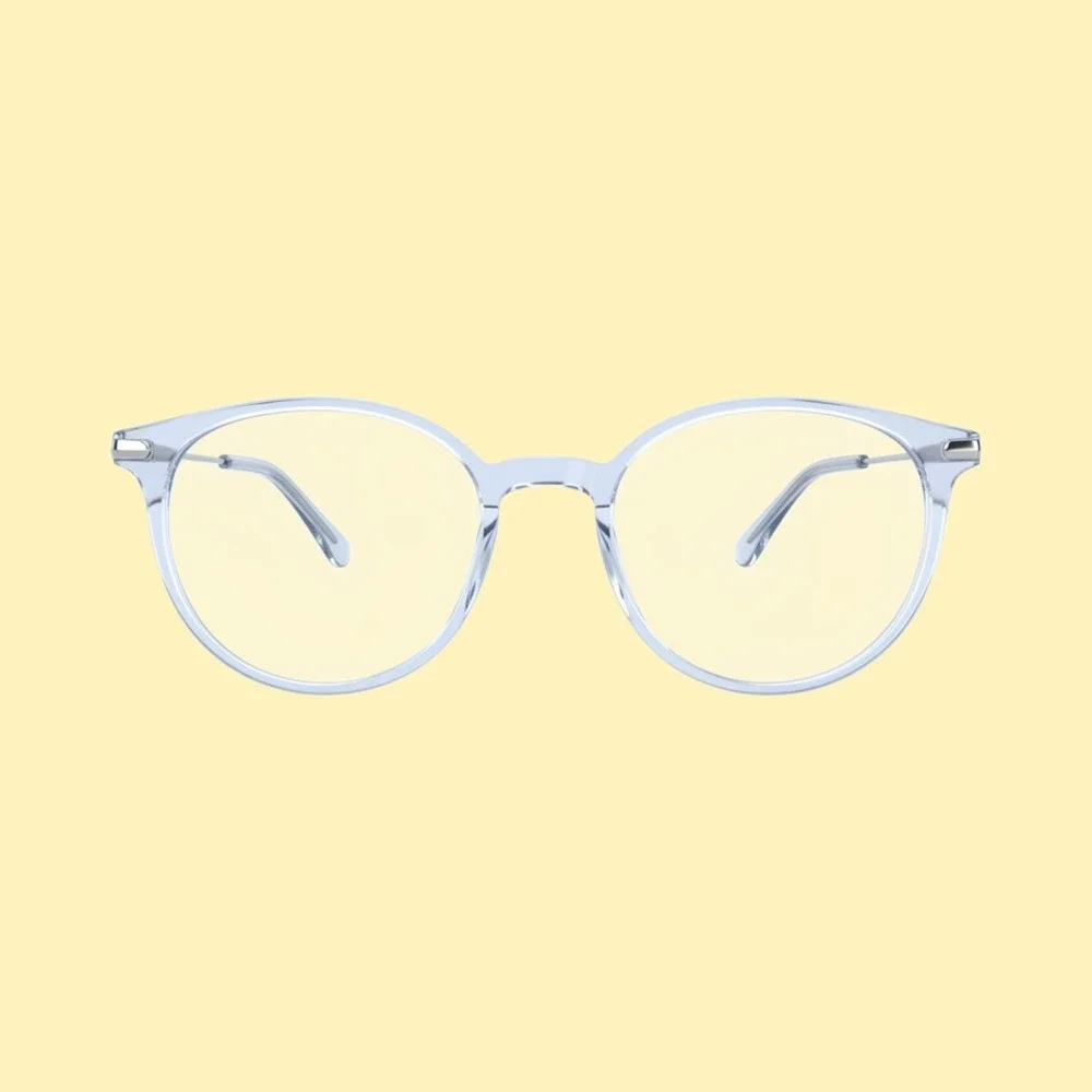 Dicaprio‎ Crystal Blue Round Eyeglass Frames Clear Light Blue Silver 49-18-140